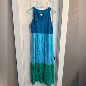 J Jill Colorblock Maxi Dress Blue / Green Size M